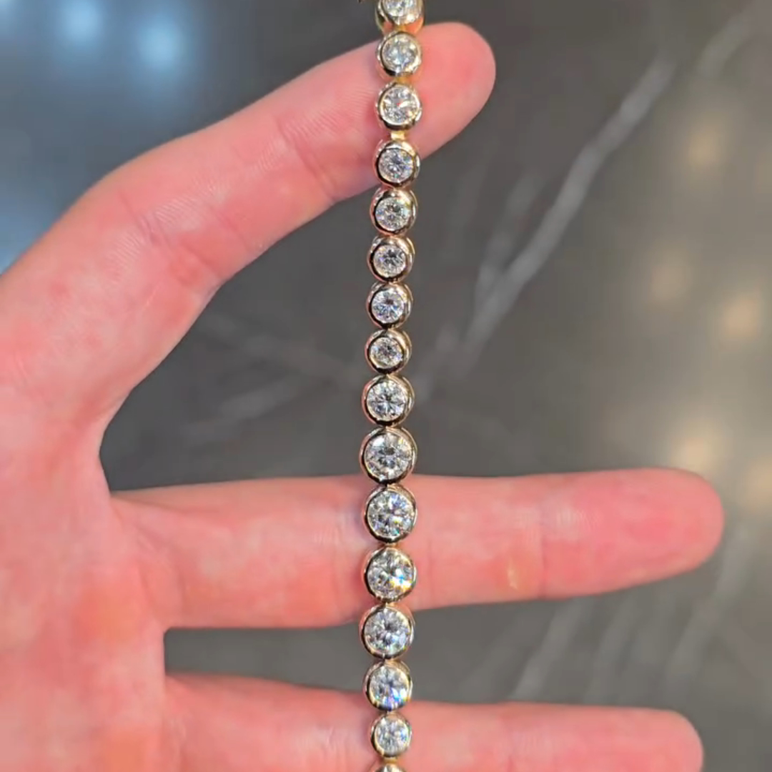 10ct round-cut sterling silver rose gold plated handmade luxury bracelet