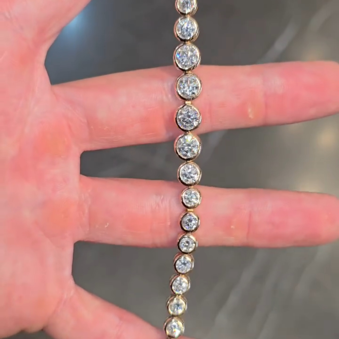 10ct round-cut sterling silver rose gold plated handmade luxury bracelet