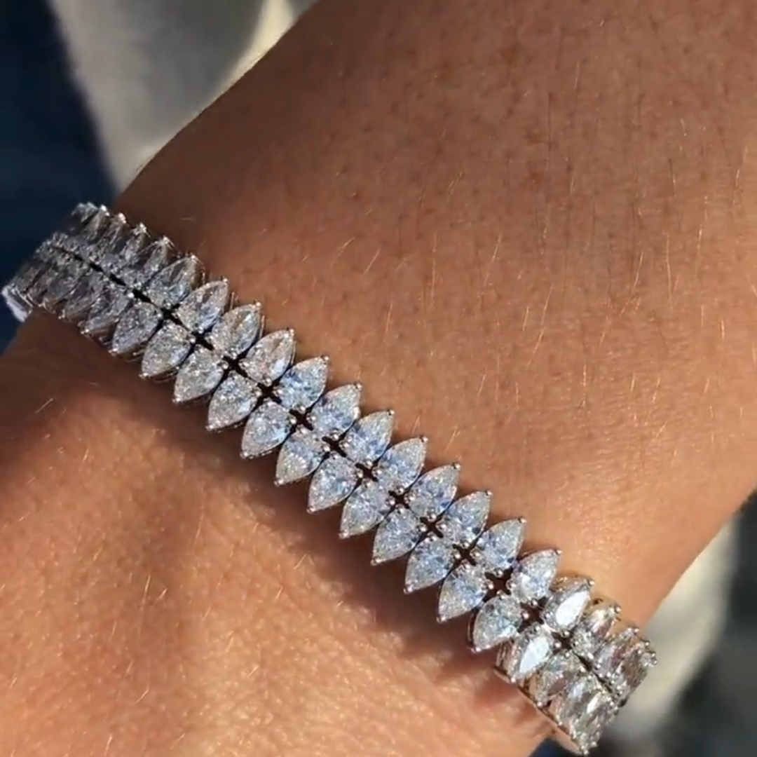 20ct pear-shaped sterling silver handmade bracelet