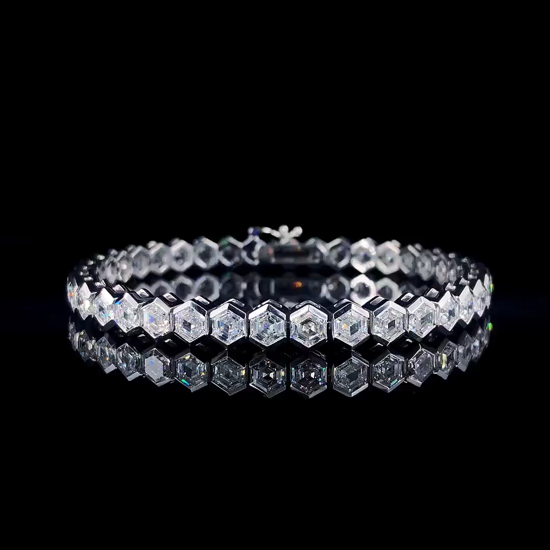 10ct hexagon-cut sterling silver handmade bracelet