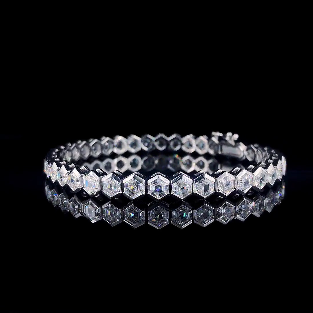 10ct hexagon-cut sterling silver handmade bracelet