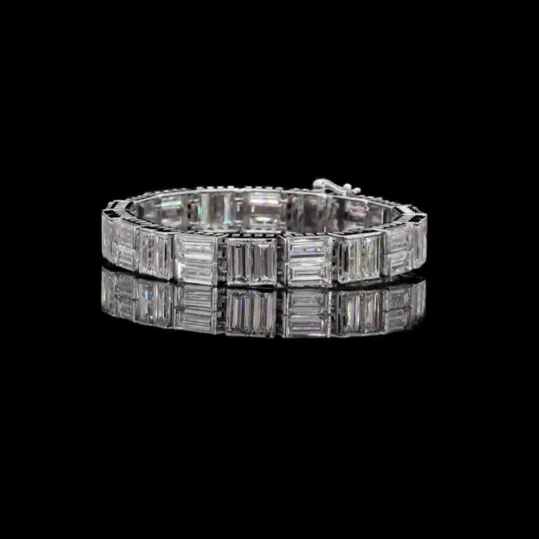 8ct emerald-cut sterling silver handmade bracelet