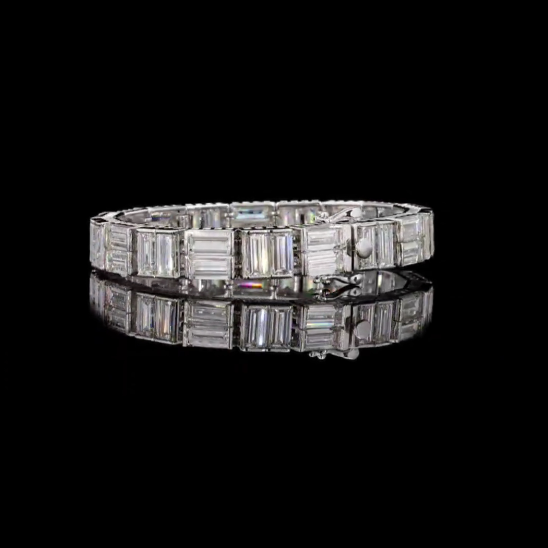 8ct emerald-cut sterling silver handmade bracelet