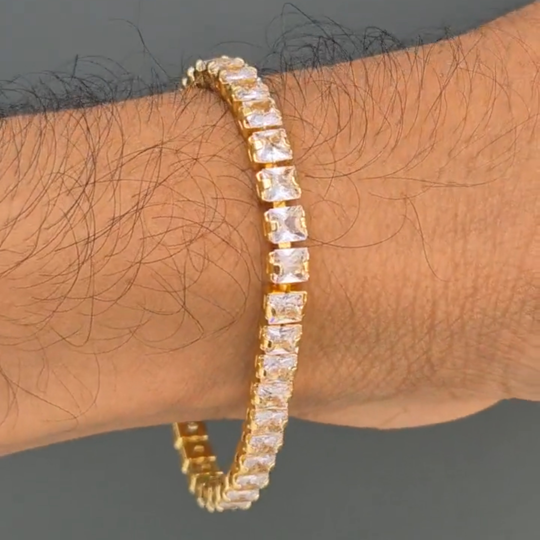 15ct cushion-cut sterling silver handmade bracelet with yellow gold plating