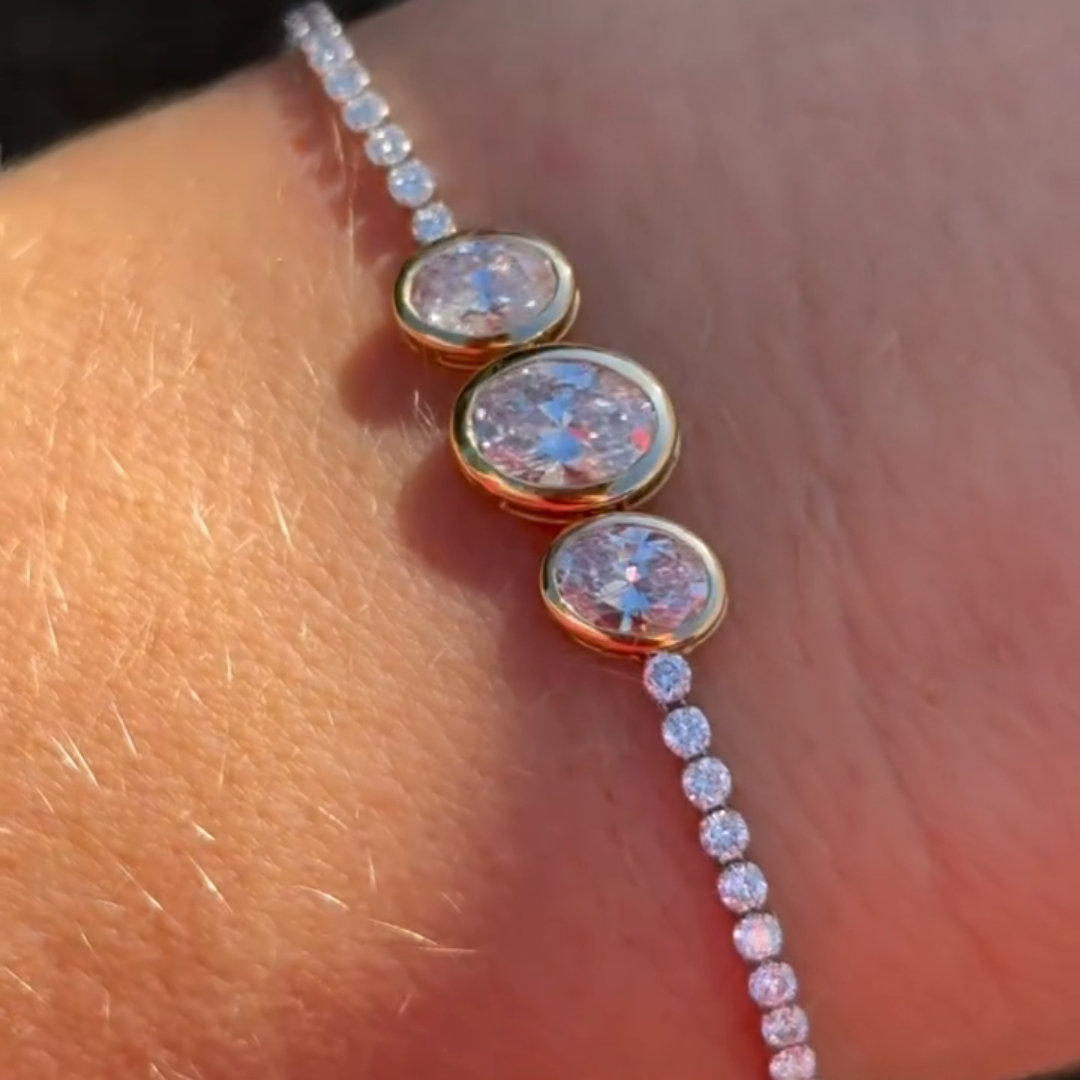 6ct oval-cut sterling silver handmade bracelet