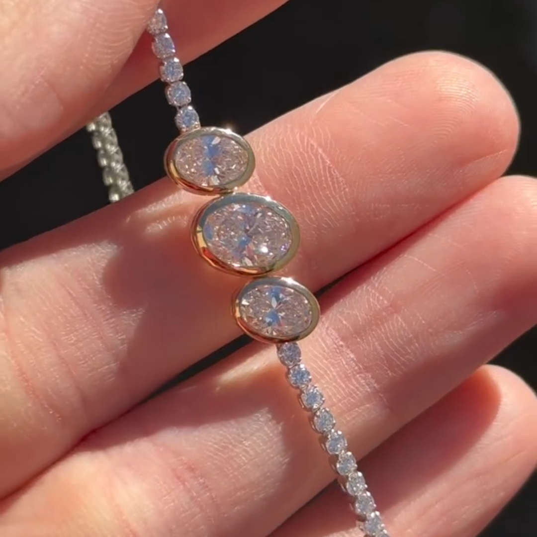 6ct oval-cut sterling silver handmade bracelet