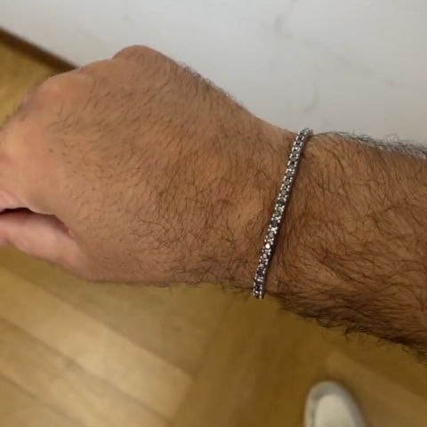 5ct round-cut obsidian sterling silver handmade bracelet