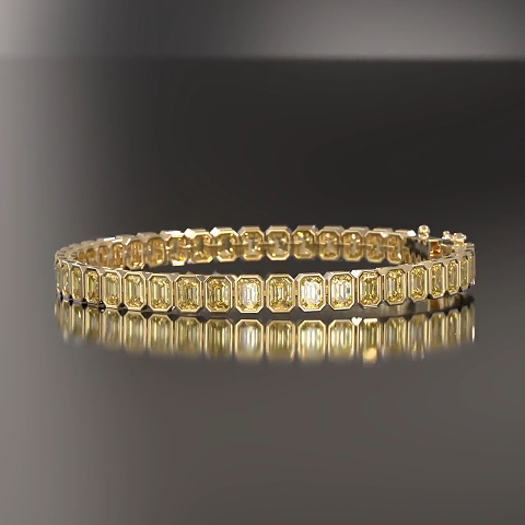 15ct emerald-cut sterling silver and yellow gold-plated handmade bracelet