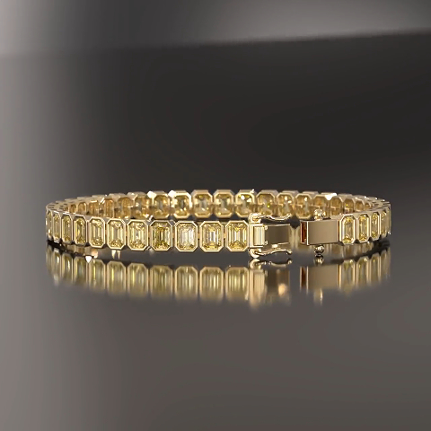 15ct emerald-cut sterling silver and yellow gold-plated handmade bracelet