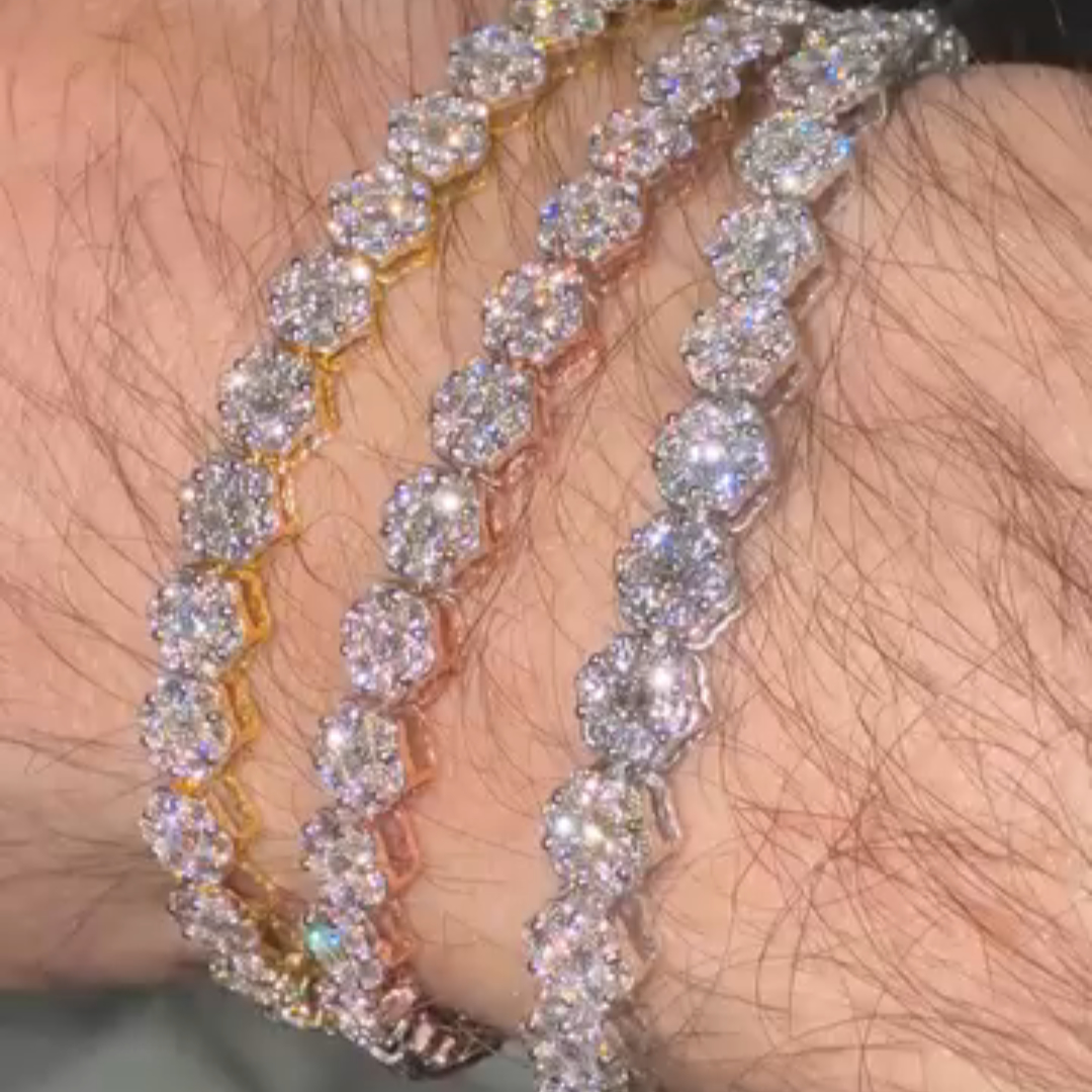 5ct round-cut zircon sterling silver handmade bracelet