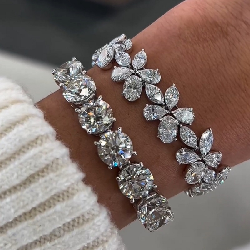 15.0CT Butterfly Flower Bracelet Floral Bridal Wedding Watch Band