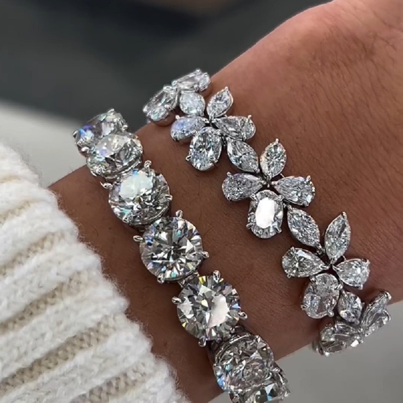 15.0CT Butterfly Flower Bracelet Floral Bridal Wedding Watch Band