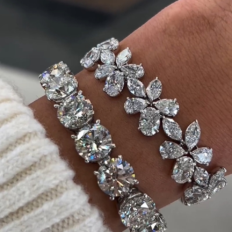 15.0CT Butterfly Flower Bracelet Floral Bridal Wedding Watch Band