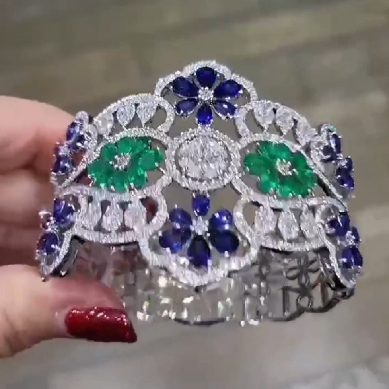 5.0CT New Premium Pear Cut Blue Desire Bracelet