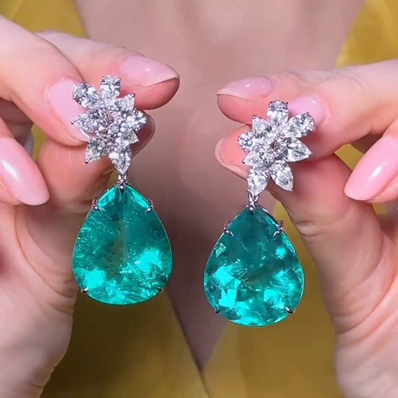 15ct Pear Cut Paraíba Tourmaline Drop Earrings