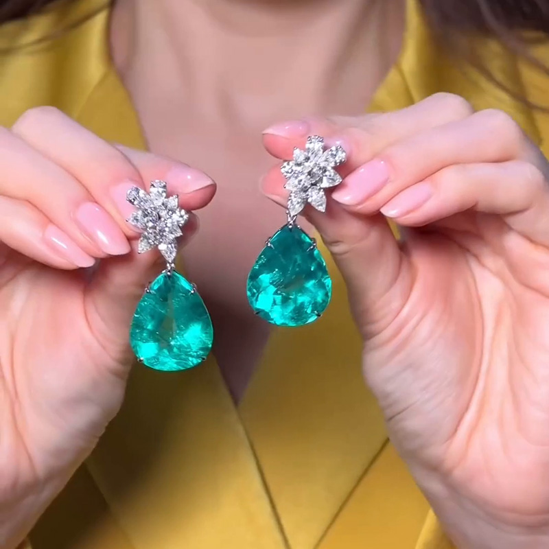 15ct Pear Cut Paraíba Tourmaline Drop Earrings