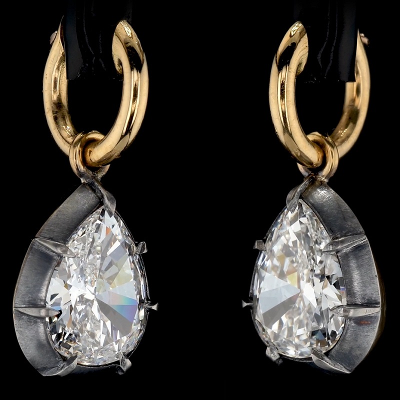 6.01ct Pear Shape Diamond Drop Earrings