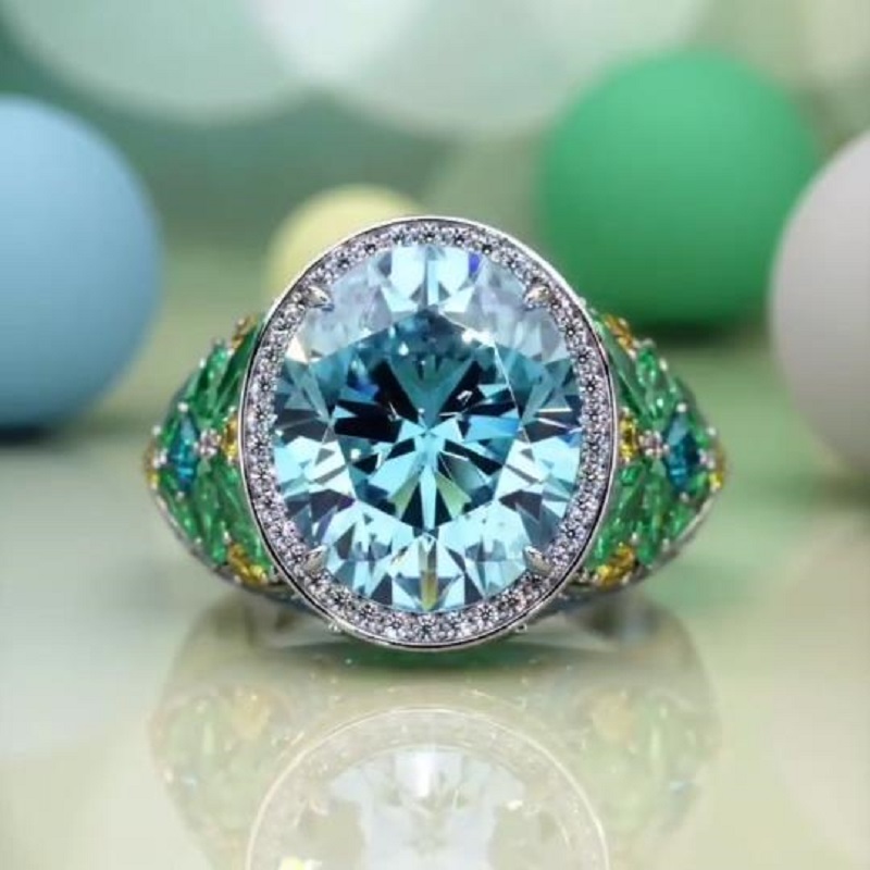 4.0 CT Oval Cut Blue Sapphire Engagement Ring