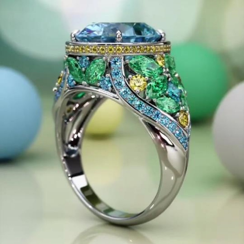 4.0 CT Oval Cut Blue Sapphire Engagement Ring