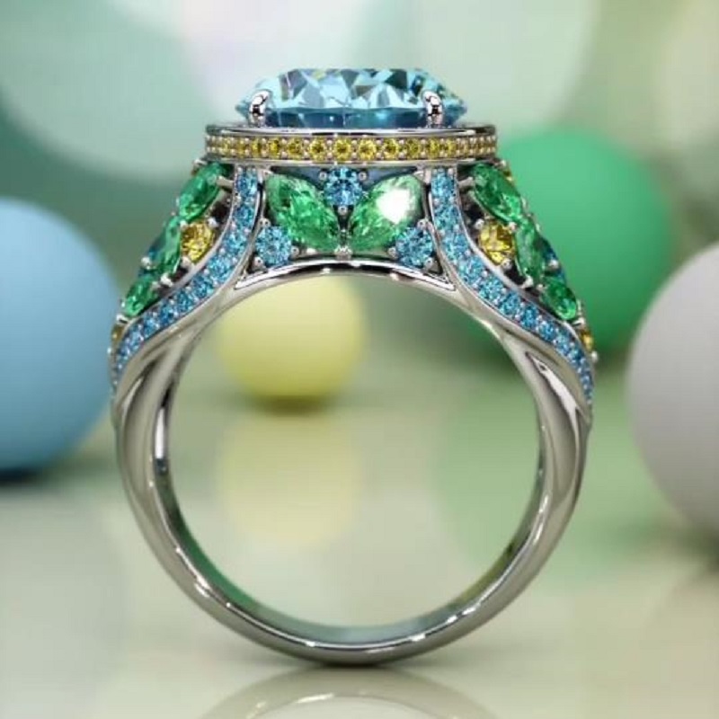 4.0 CT Oval Cut Blue Sapphire Engagement Ring