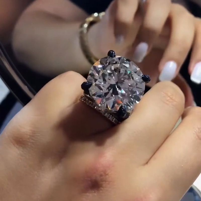 15ct Round Cut Sapphire Encrusted Prongs Luxury Engagement Ring