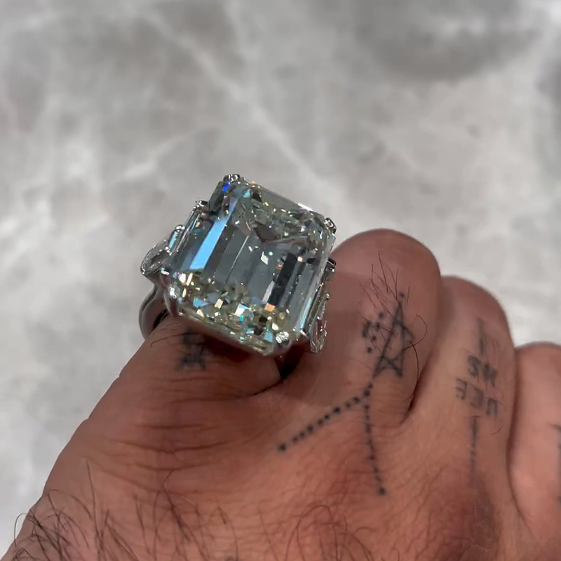 25ct Emerald Cut White Sapphire Luxury Handmade Sterling Silver Ring