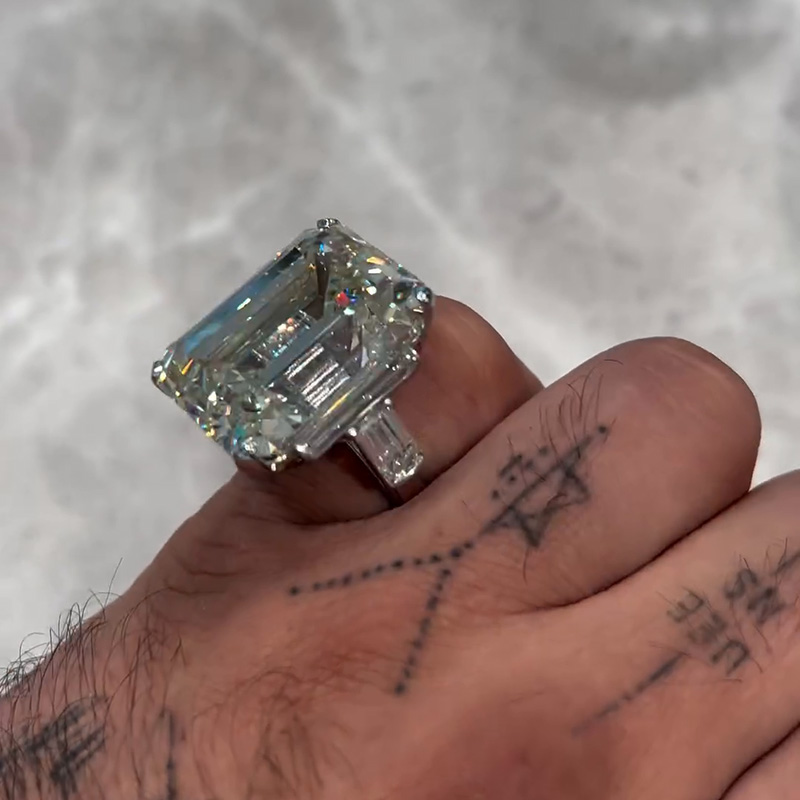 25ct Emerald Cut White Sapphire Luxury Handmade Sterling Silver Ring