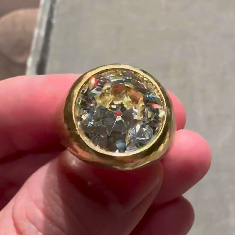 8ct Round Cut White Sapphire Yellow Gold Vintage Handmade Men's Ring