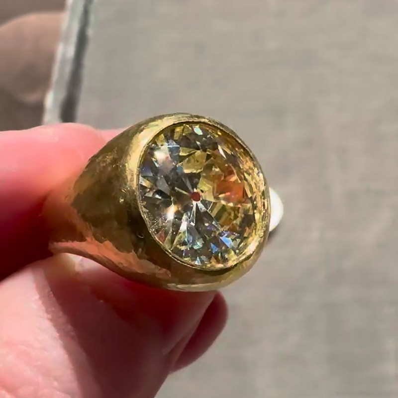 8ct Round Cut White Sapphire Yellow Gold Vintage Handmade Men's Ring