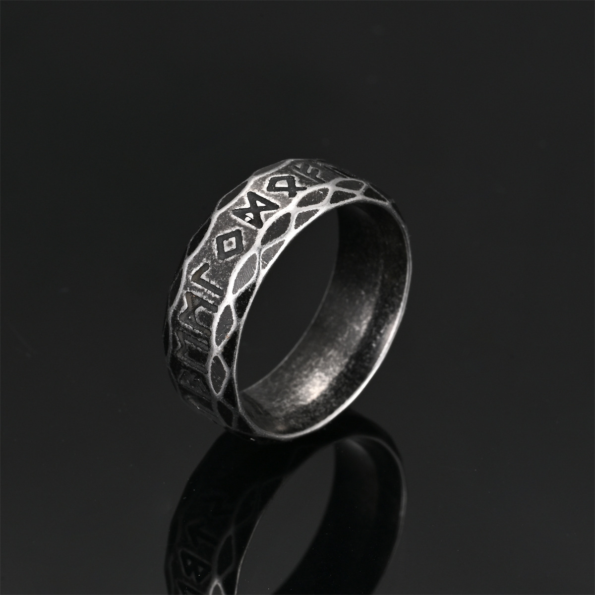 Retro style Handmade Black Stainless Steel Ring