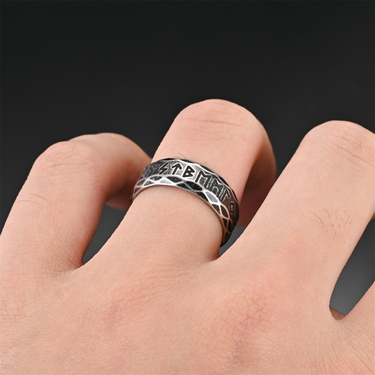 Retro style Handmade Black Stainless Steel Ring