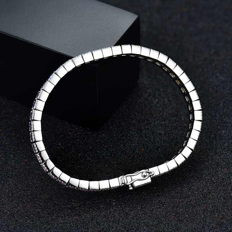 Sterling Silver Multi Color Round And Princess Cut Tennis Bracelet