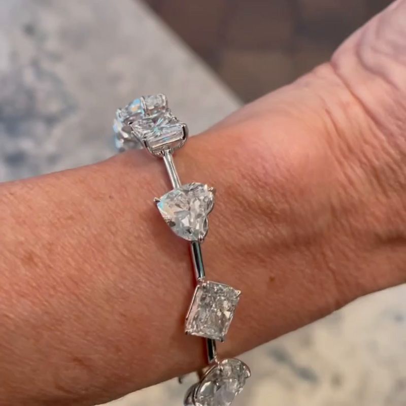 17ctw Multi-Cut White Sapphire Handmade Bracelet