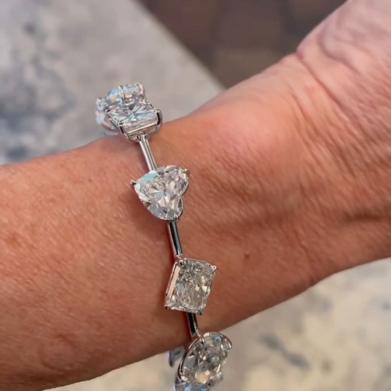 17ctw Multi-Cut White Sapphire Handmade Bracelet