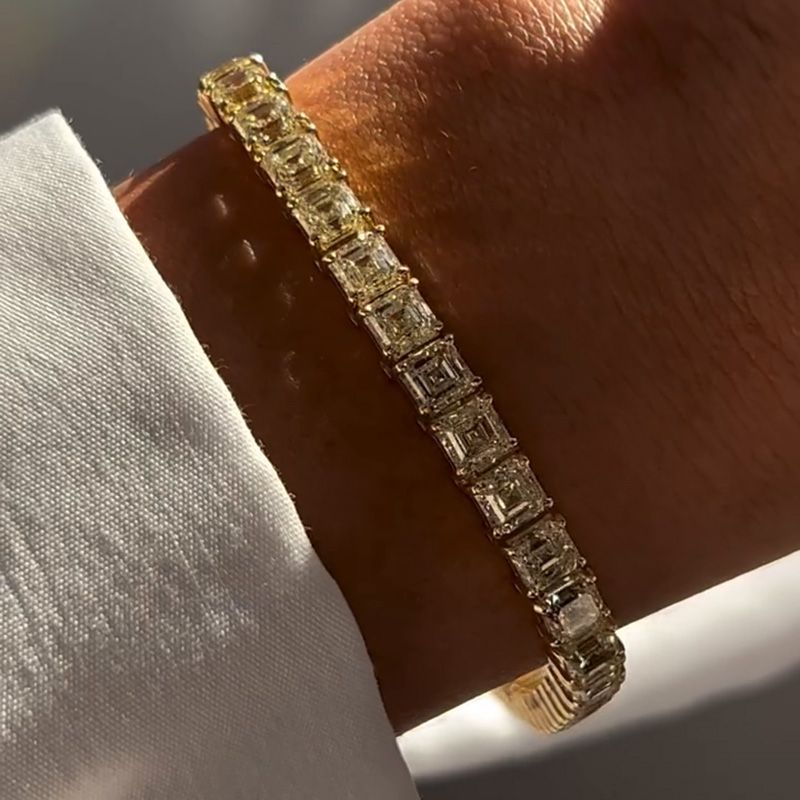 20ctw Asscher Cut Intense Yellow Sapphire Tennis Bracelet