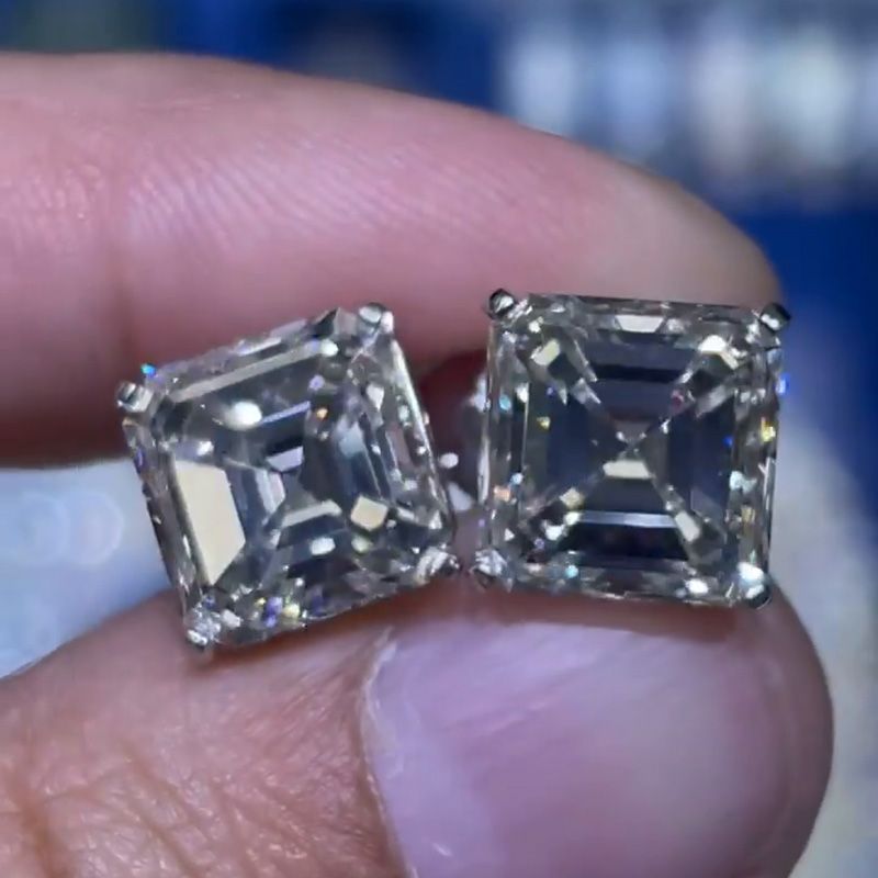 6ct Asschcer Cut White Sapphire Men's Studs