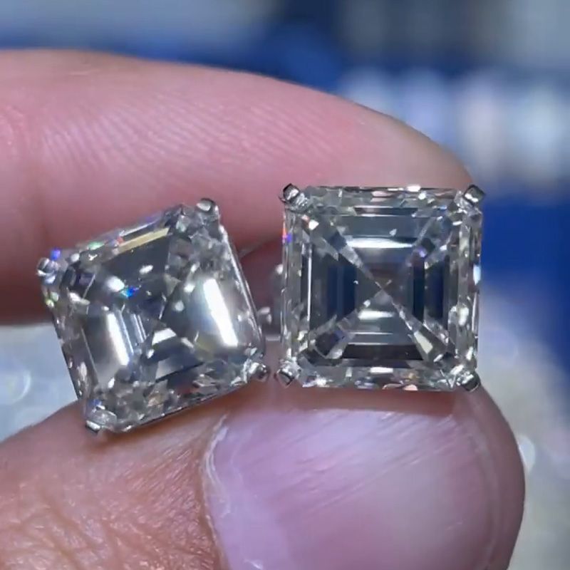 6ct Asschcer Cut White Sapphire Men's Studs