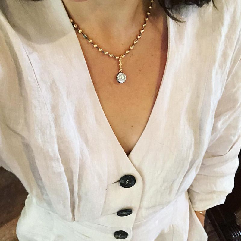 5ct Round Cut White Sapphire Rose Gold Ball Chain Necklace