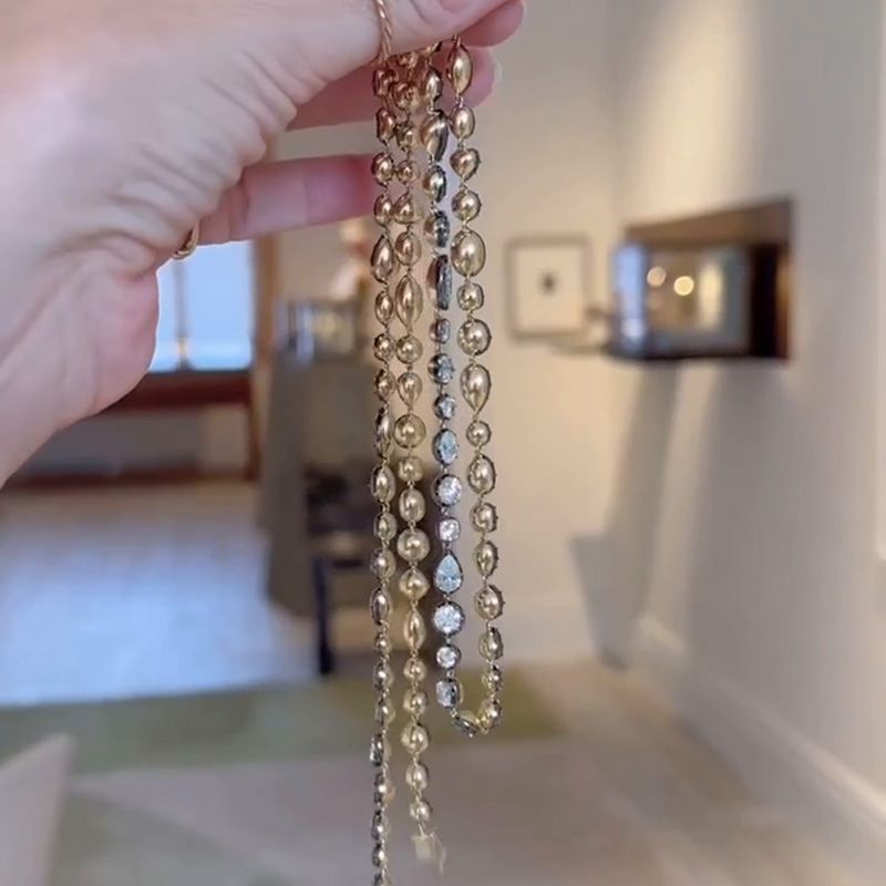 60ctw Multi-Cut White Sapphire Two Tone Necklace in Yellow Gold