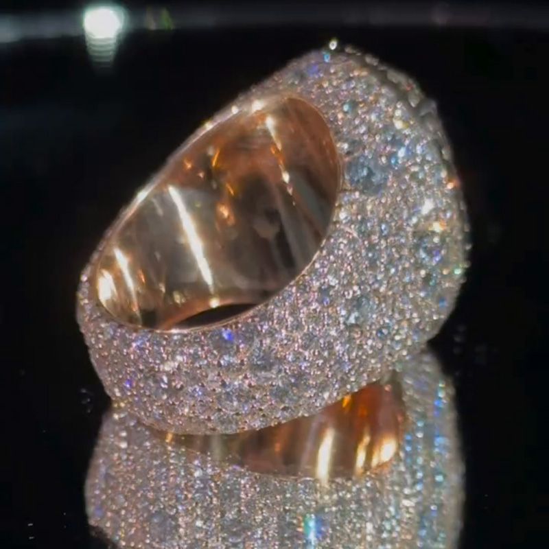 7ct Pear Cut White Sapphire Halo Pave Set Rose Gold Men's Ring