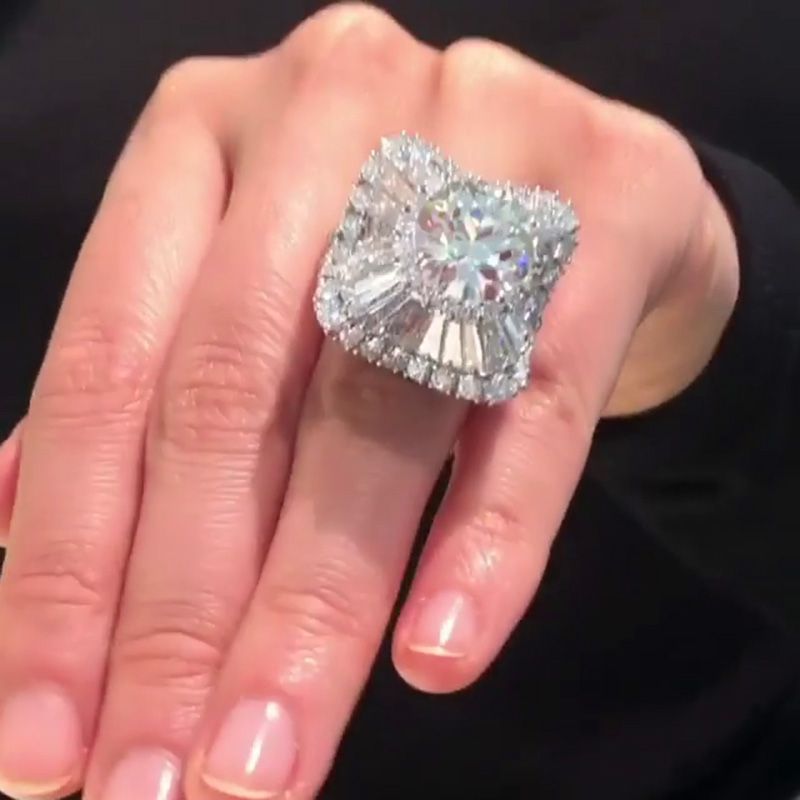 5.7ct Round Cut White Sapphire Ballerina Design Handmade Sterling Silver Ring