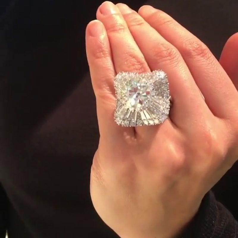 5.7ct Round Cut White Sapphire Ballerina Design Handmade Sterling Silver Ring