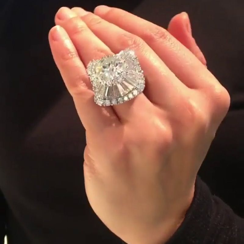 5.7ct Round Cut White Sapphire Ballerina Design Handmade Sterling Silver Ring