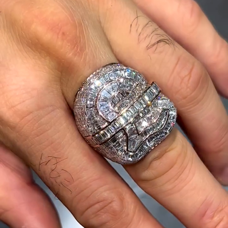 15ctw Emerald Cut White Sapphire ￡ Handmade Rose Gold Men's Ring