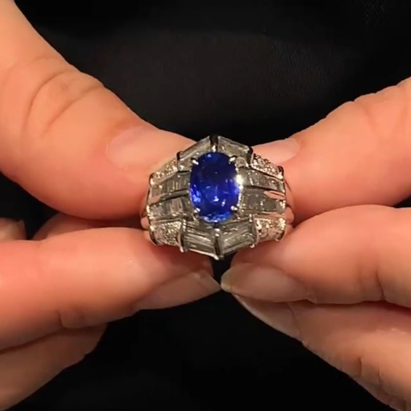 8ct oval cut sapphire sterling silver luxury handcrafted men's ring