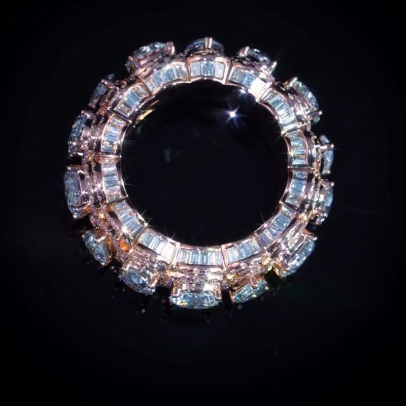 36ct pear-shaped round-cut and oval-cut diamond sterling silver and rose gold plated handmade ring