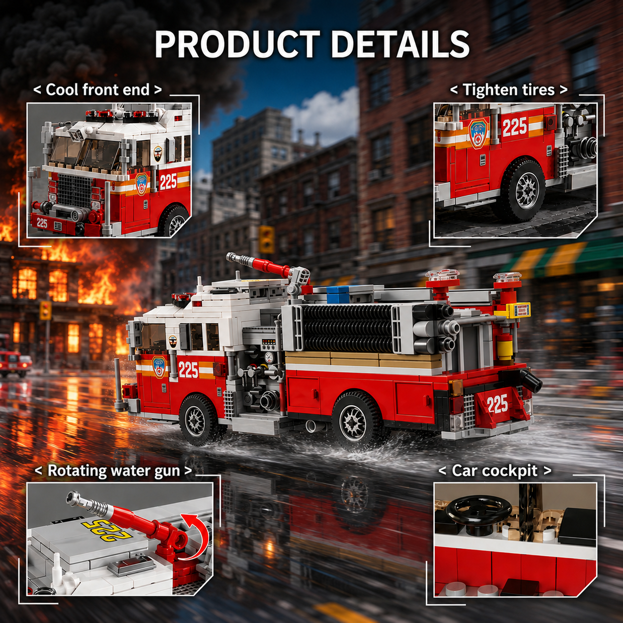 🚨Heroic Fire Rescue Truck Building Set 🚒