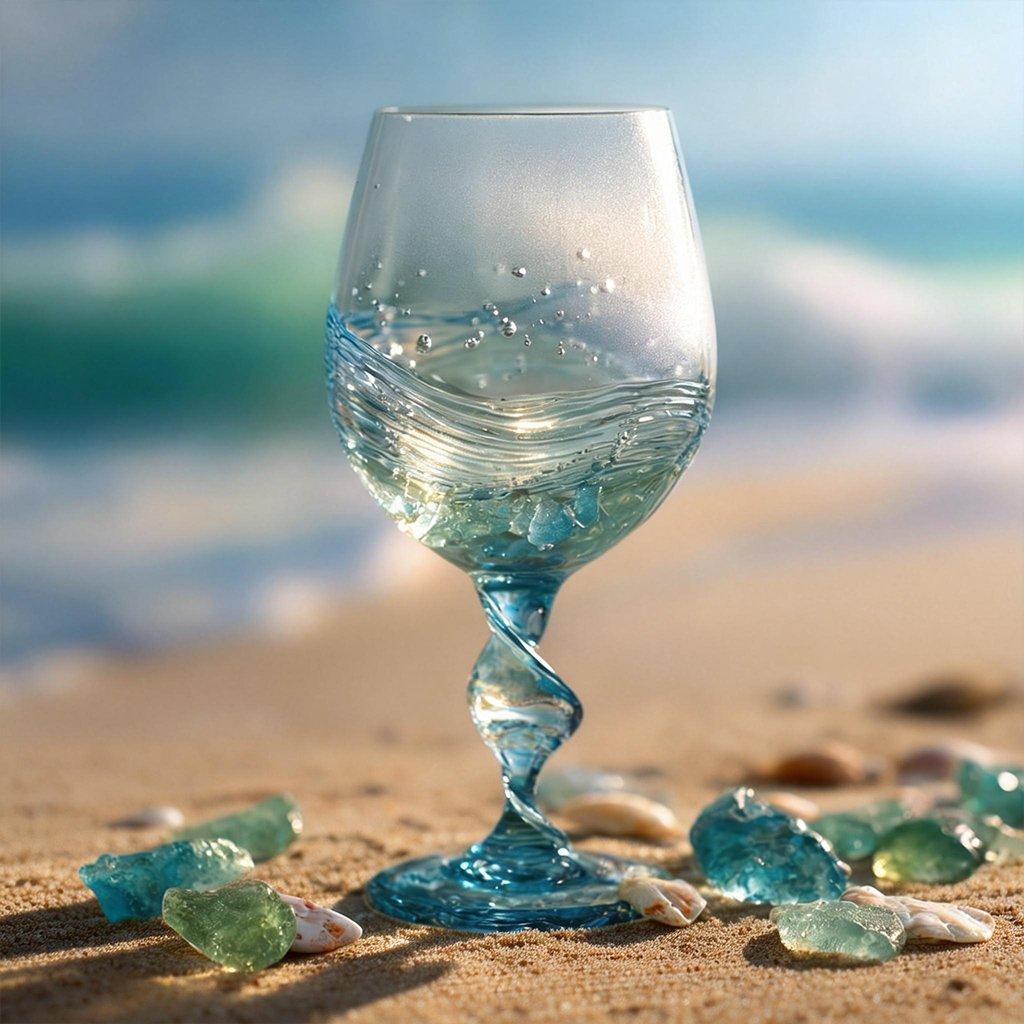 🌊Handcrafted Ocean Wave Crystal Stemware🥂💙Perfect Valentine's Day Ambiance Gift! 🎁