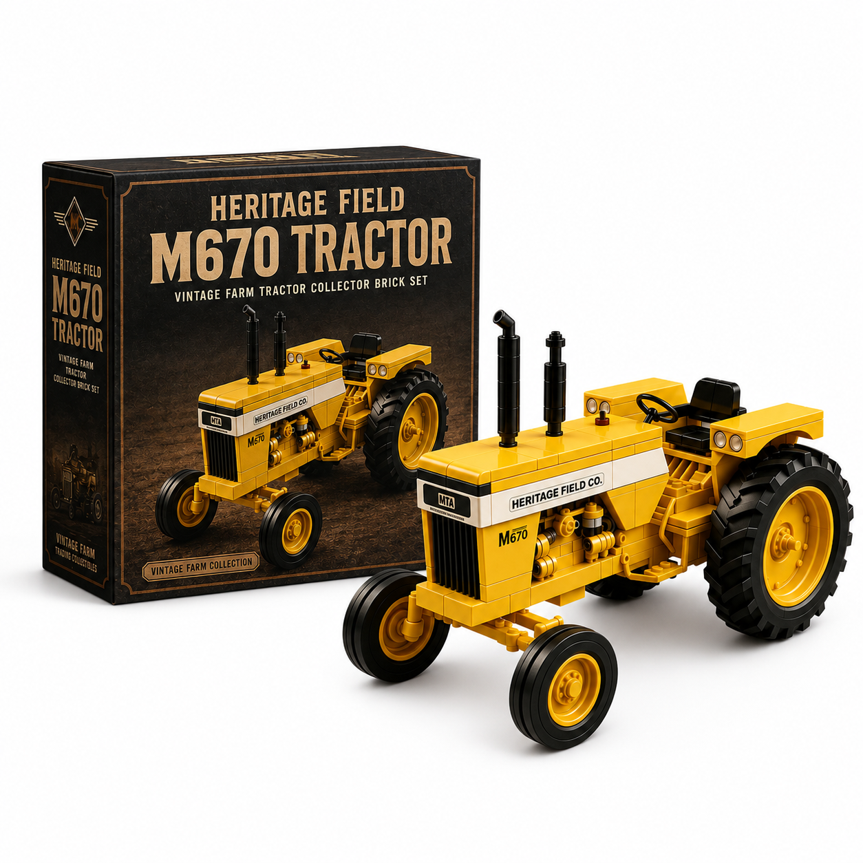 Heritage Field M670 Tractor - Vintage Farm Tractor Collector Brick Set