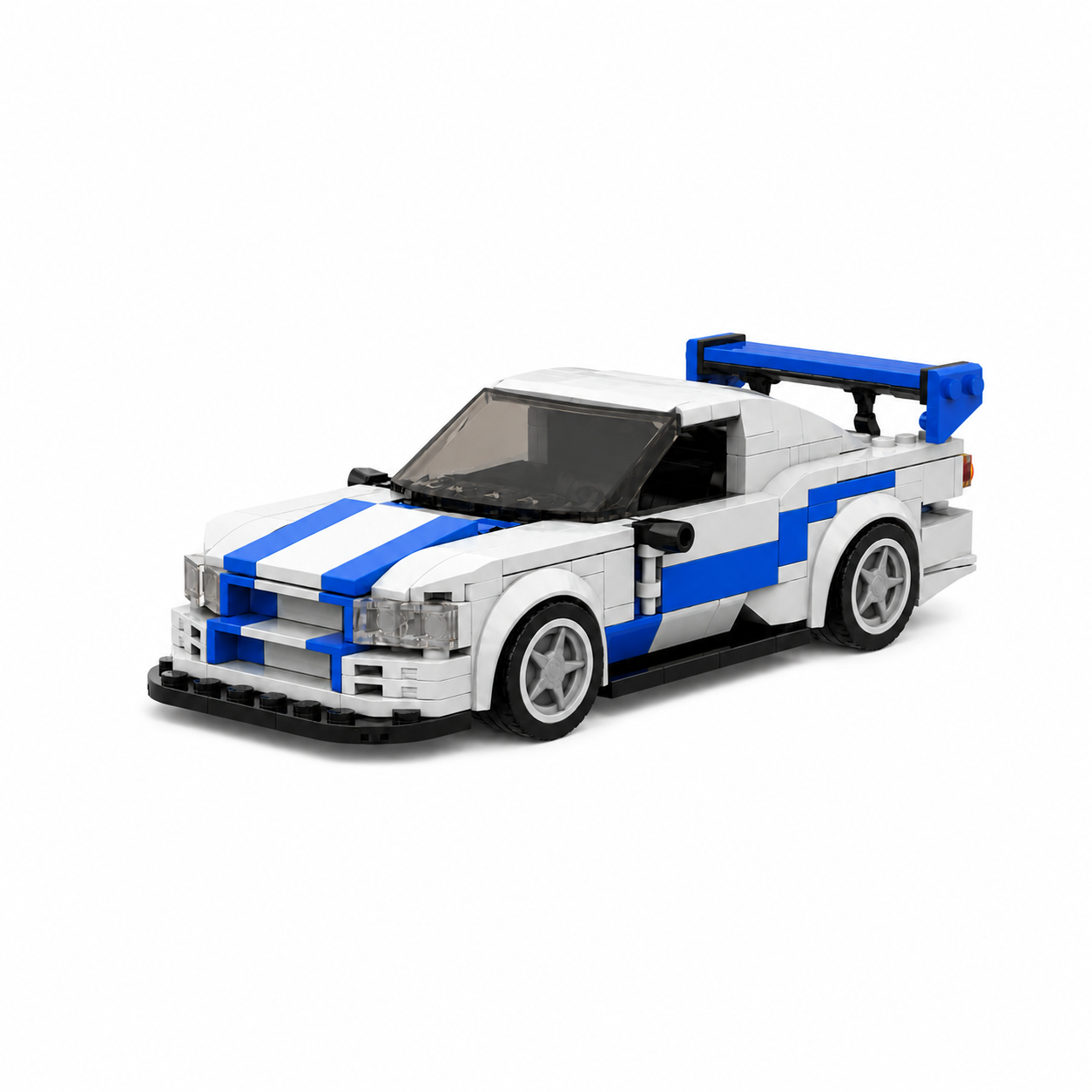 Gray-Blue JDM-Inspired Sports Car Building Set